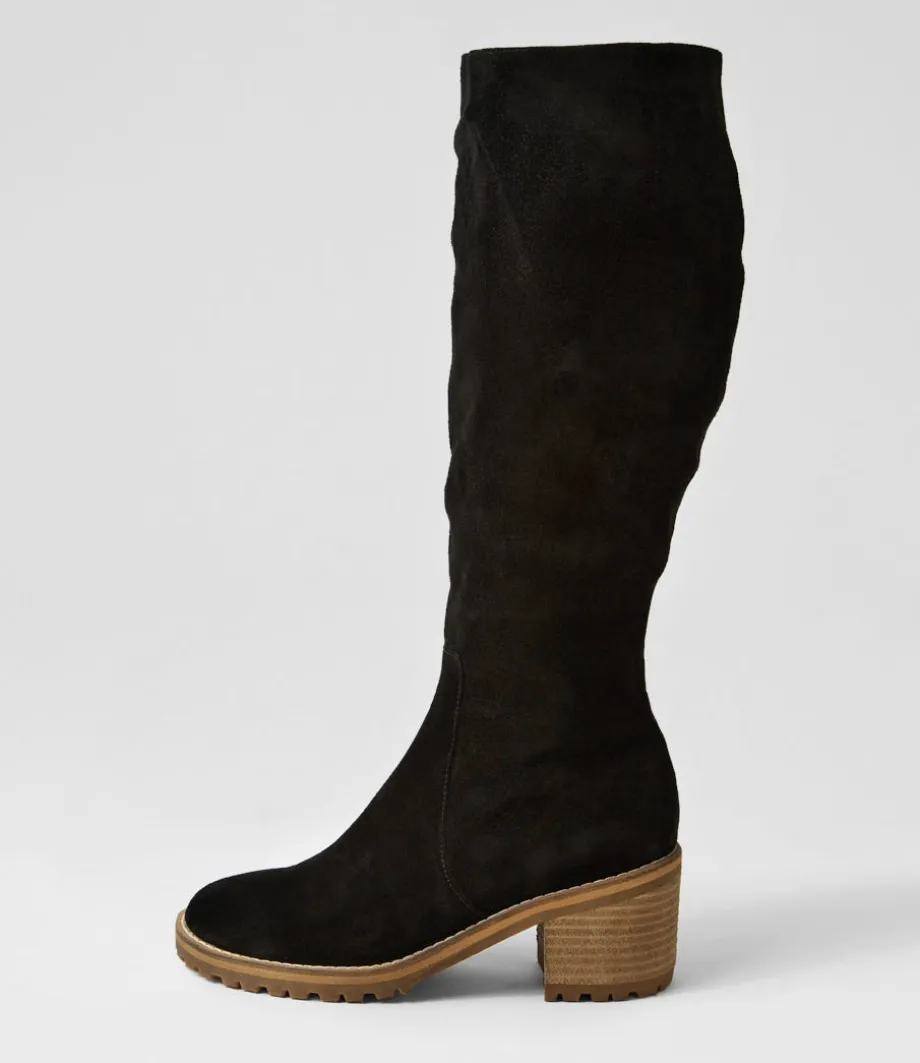 Balt Black Natural Heel Suede Knee High Boots<MOLLINI Sale