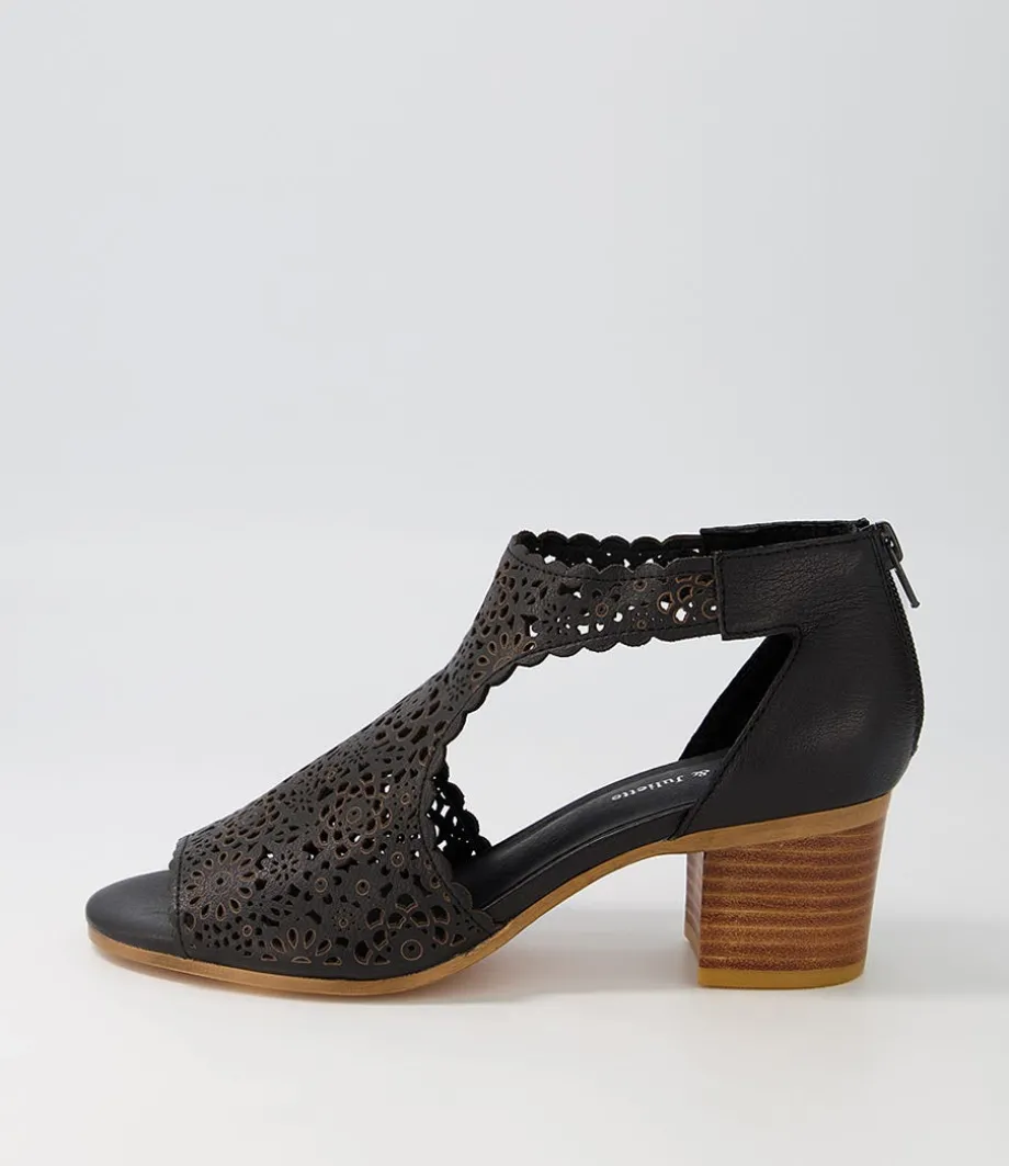 Bames Black Natural Heel Leather Sandals<DJANGO & JULIETTE Sale