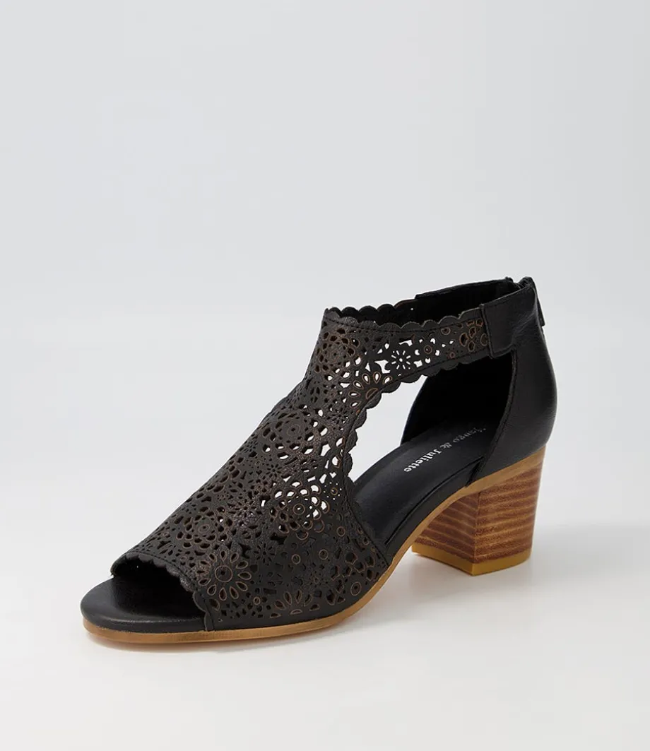 Bames Black Natural Heel Leather Sandals<DJANGO & JULIETTE Sale