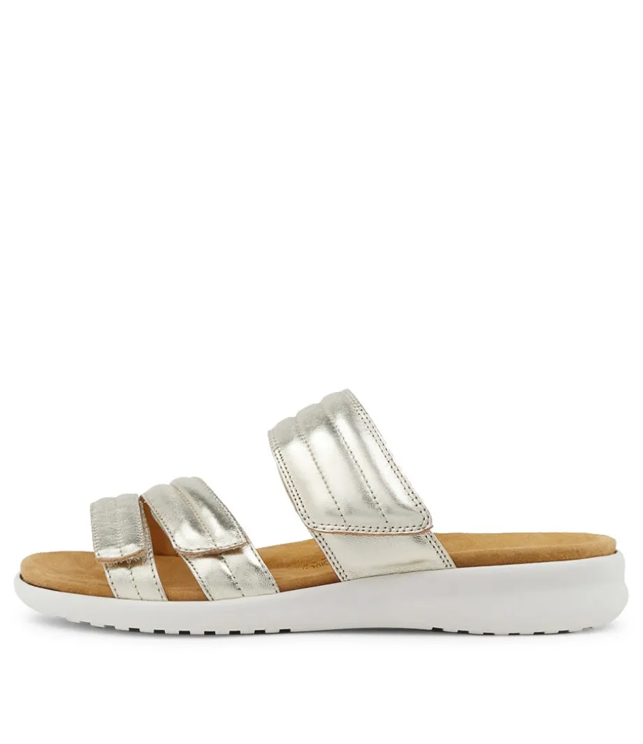 Barbra Xw Pale Gold Leather Sandals Ws<ZIERA Clearance