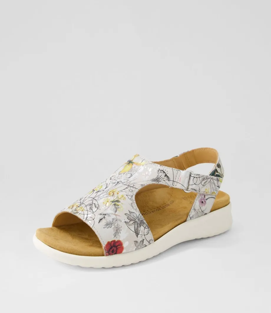 Basma Xw White Fields Leather Sandals<ZIERA Hot