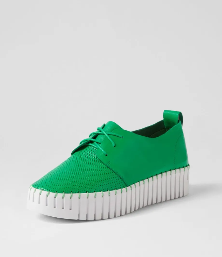 Batu Bright Emerald White Leather Sneakers<DJANGO & JULIETTE Best