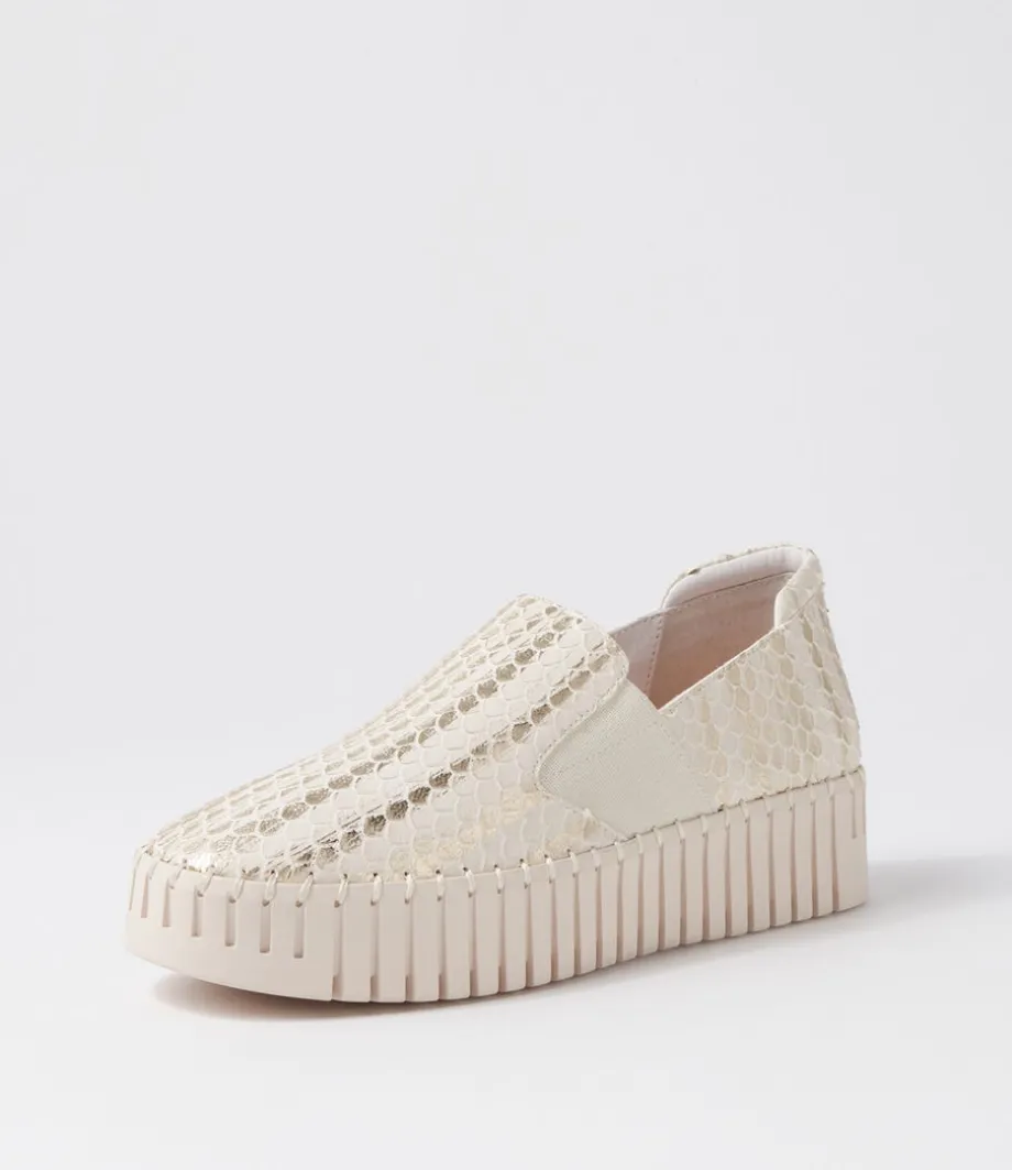 Becca Almond Metallic Cut Leather Sneakers<DJANGO & JULIETTE Clearance