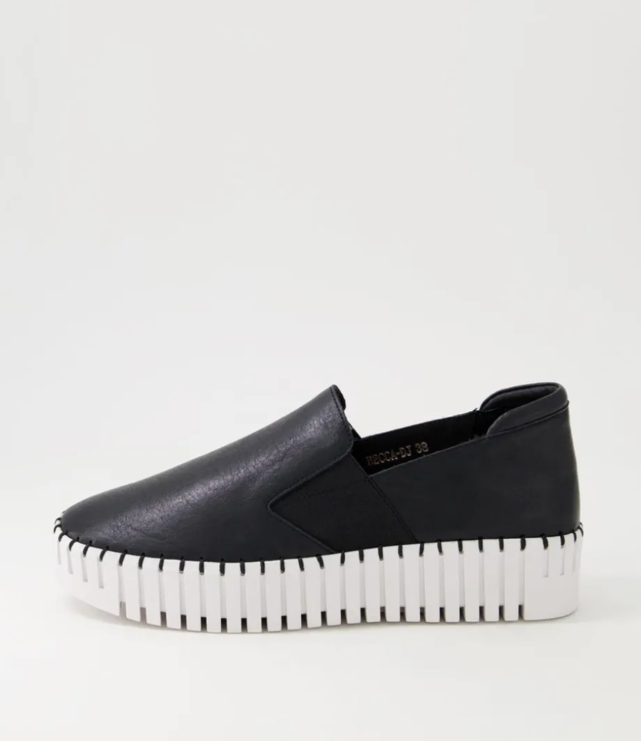 Becca Black White Leather Sneakers<DJANGO & JULIETTE Hot