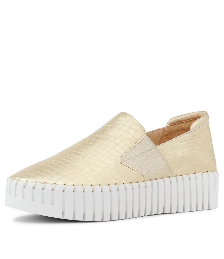 Becca Gold Croco Leather Sneakers Ws<DJANGO & JULIETTE Fashion