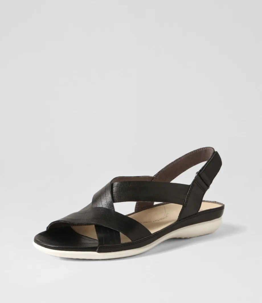 Bellmont W Black Leather Sandals<ZIERA Cheap