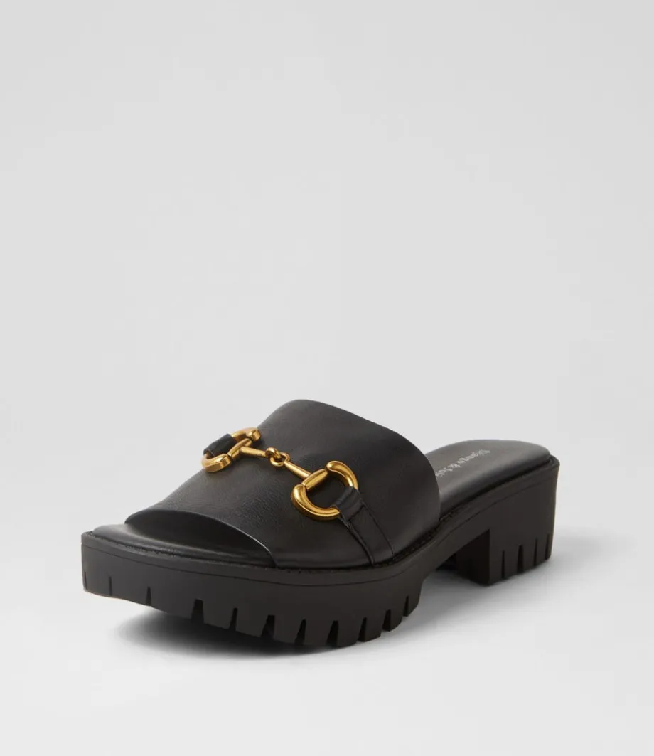 Belo Black Leather Sandals<DJANGO & JULIETTE Fashion