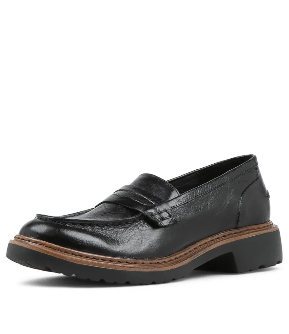 Benicio Black Leather Loafers<DJANGO & JULIETTE Best