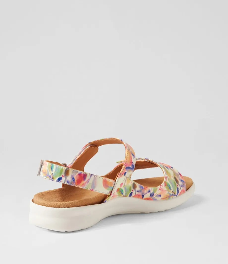 benji_xw_orange_floral_white_leather_sandals_2.webp Benji Xw Orange Floral White Leather Sandals<ZIERA Store