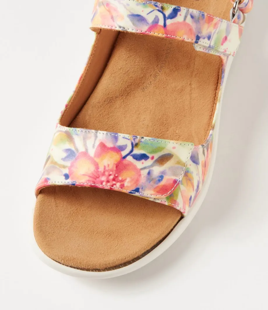 benji_xw_orange_floral_white_leather_sandals_3.webp Benji Xw Orange Floral White Leather Sandals<ZIERA Store