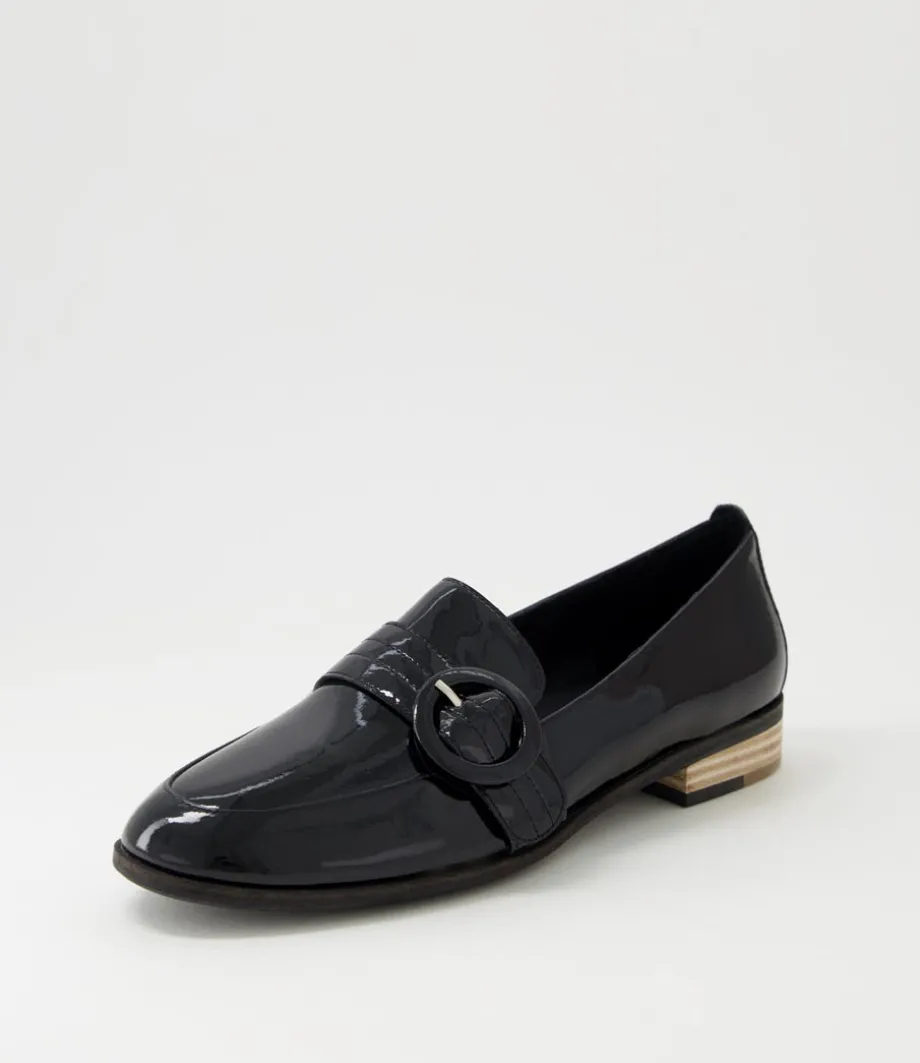 Benza Black Wrinkle Patent Leather Flat Shoes<DJANGO & JULIETTE Best Sale
