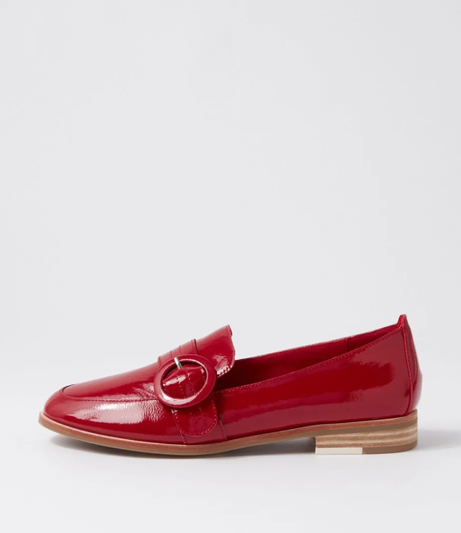 Benza Dark Red Wrinkle Patent Loafers<DJANGO & JULIETTE Clearance