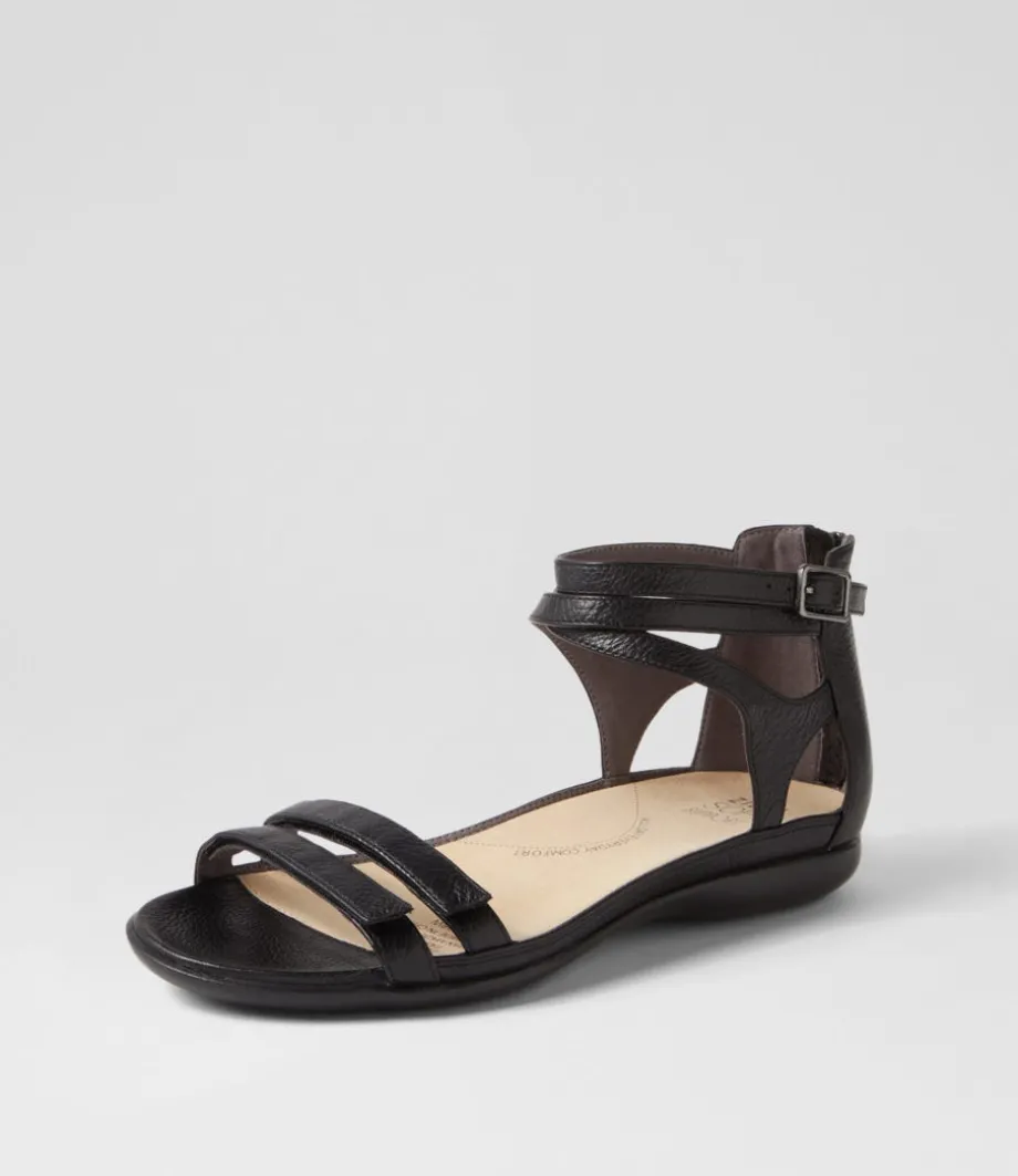 Bethie W Black Leather Sandals<ZIERA Hot
