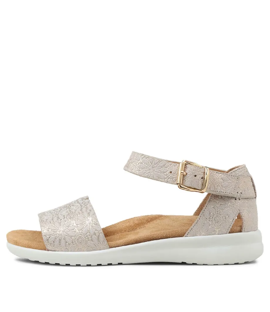 Beverly Xw Gold Daisy Leather Sandals Ws<ZIERA Online