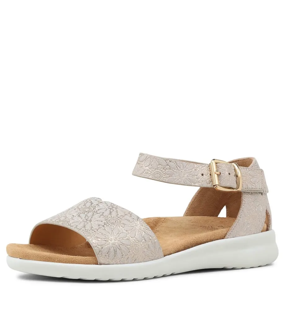 Beverly Xw Gold Daisy Leather Sandals Ws<ZIERA Online