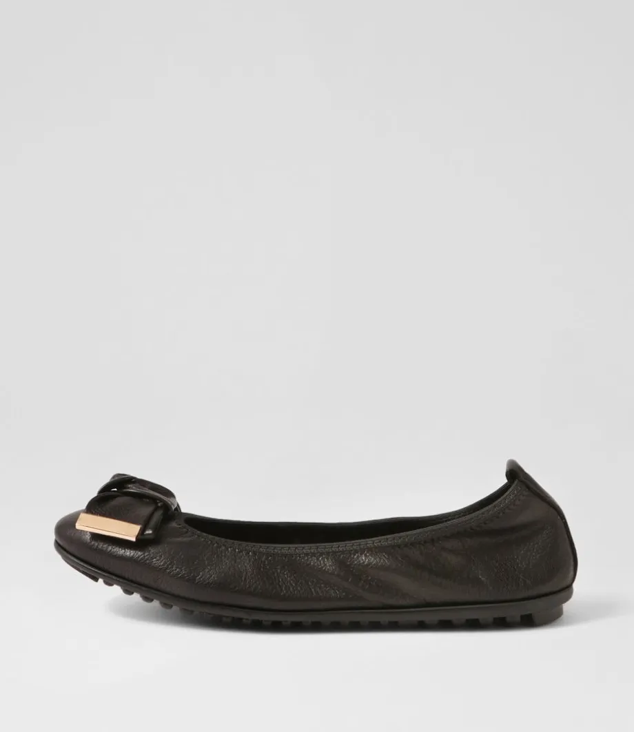 Biddies Black Leather Flat Shoes<DJANGO & JULIETTE Cheap