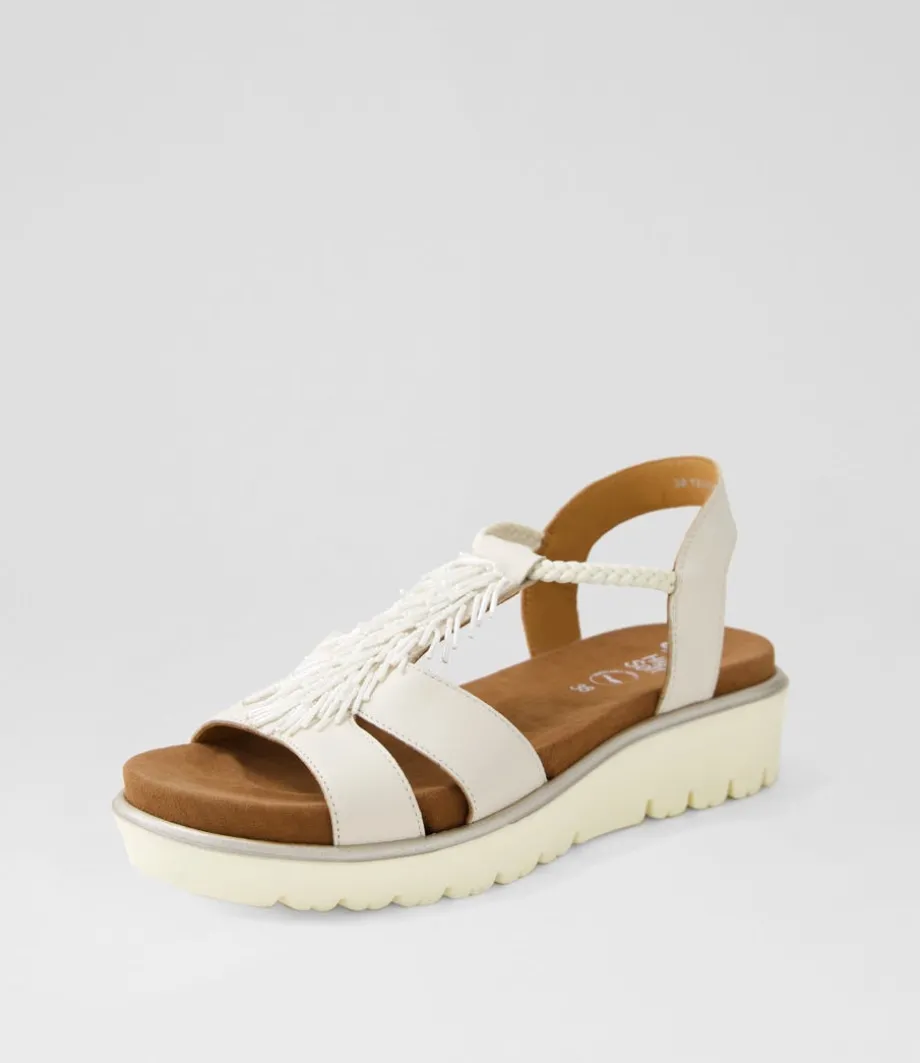 Bilbao 12 Cream Leather Sandals<ARA Outlet