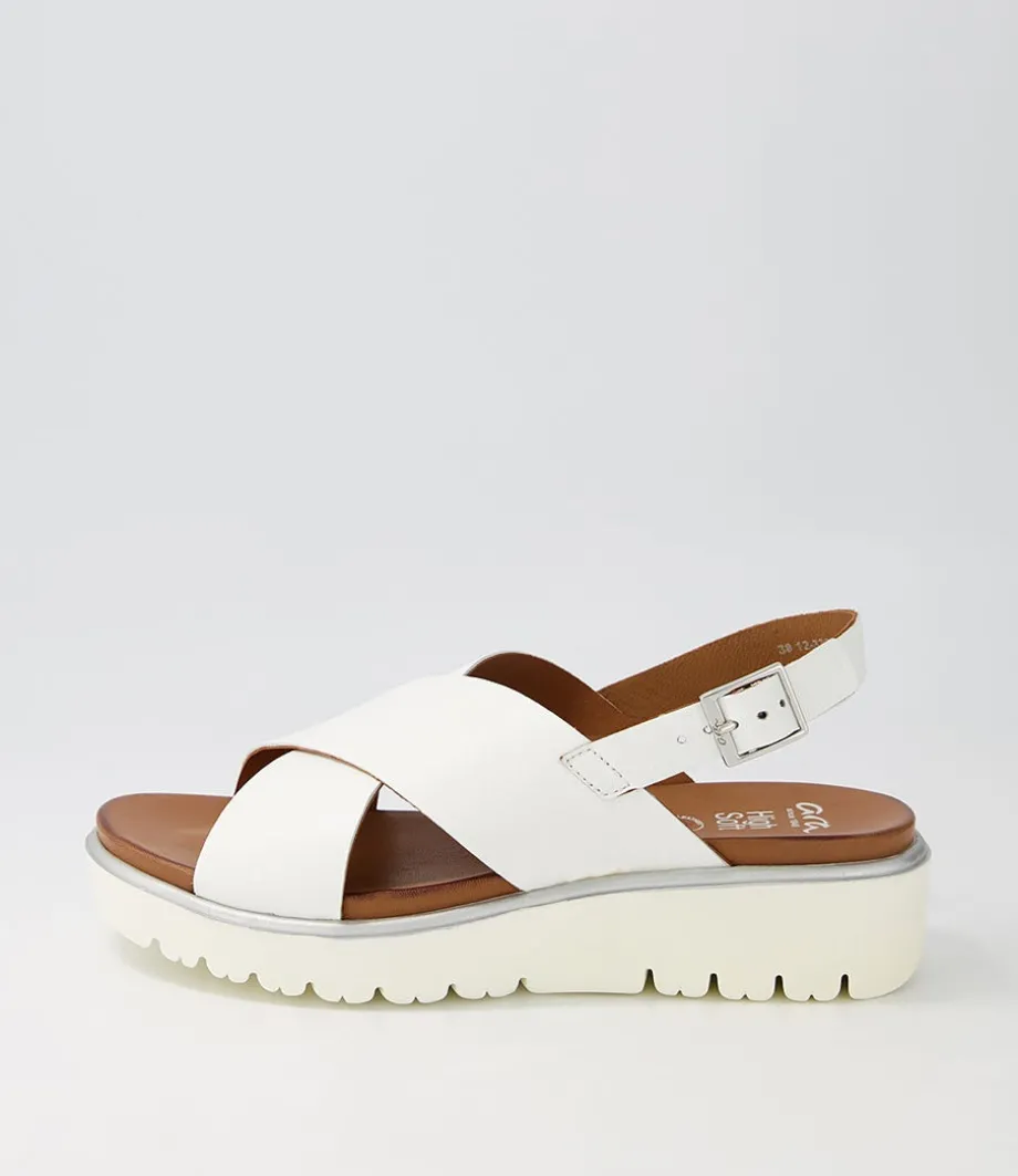 Bilbao 02 White Leather Sandals<ARA Sale