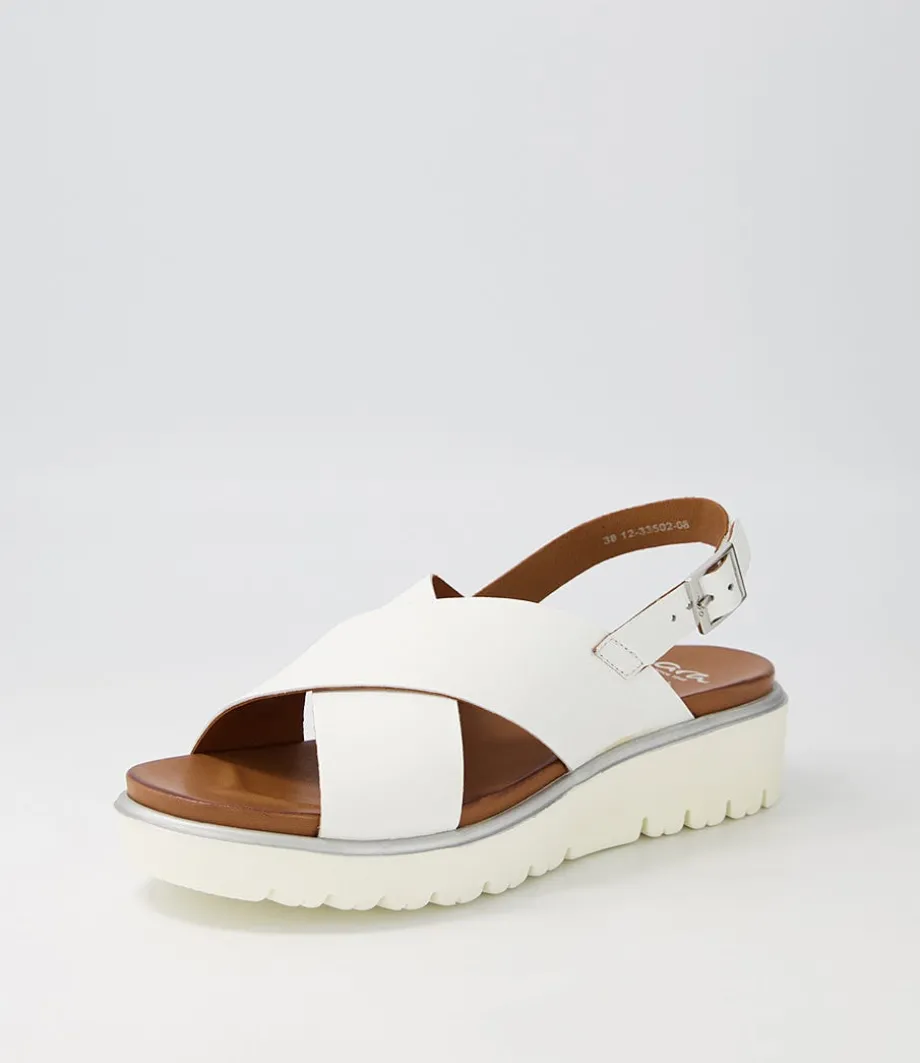 Bilbao 02 White Leather Sandals<ARA Sale