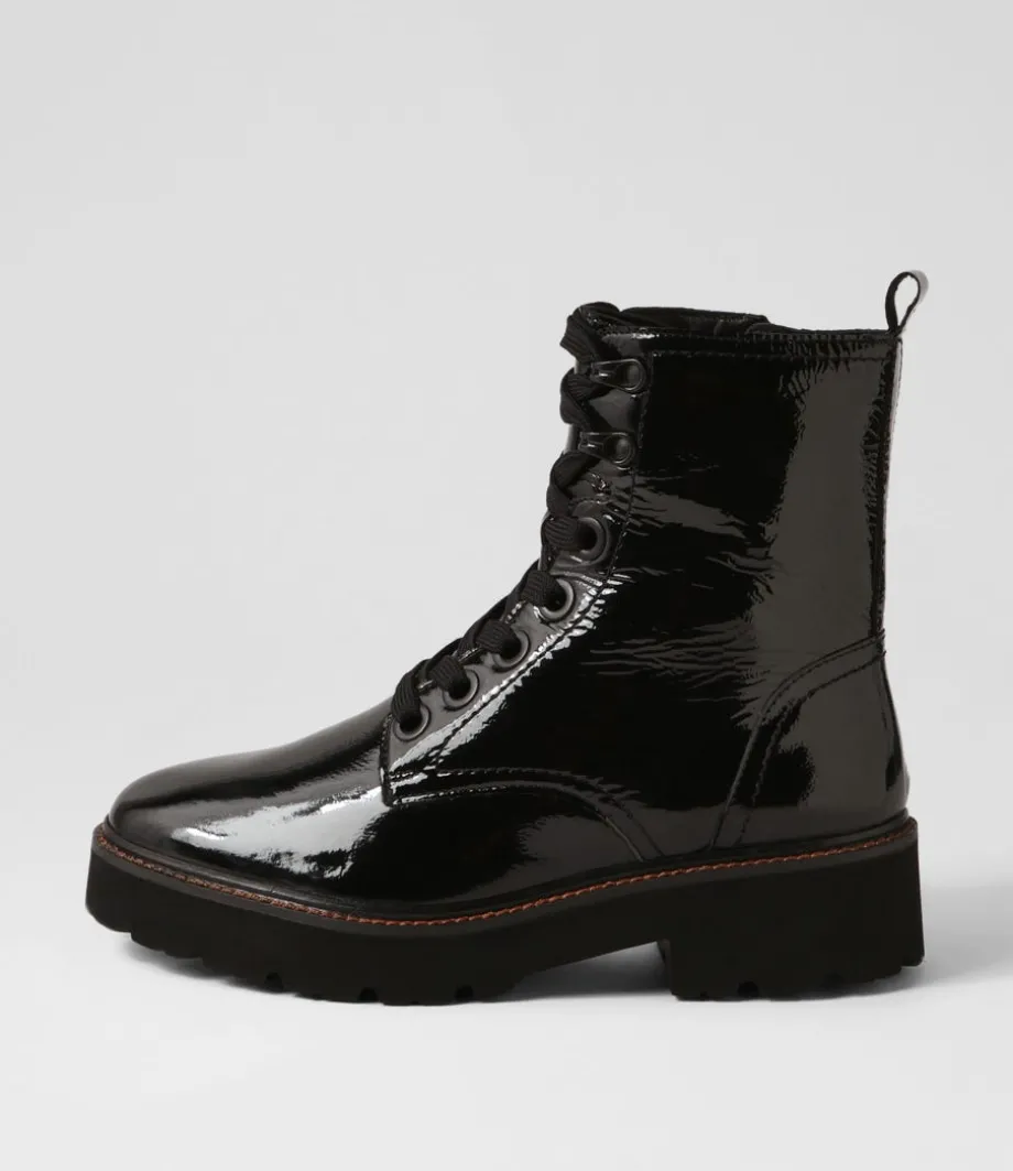 Bologna 13 Black Leather Lace Up Boots<ARA Fashion