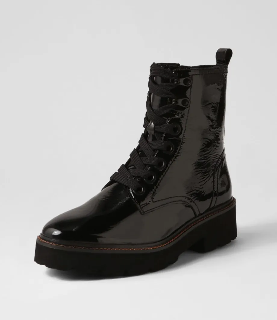 Bologna 13 Black Leather Lace Up Boots<ARA Fashion