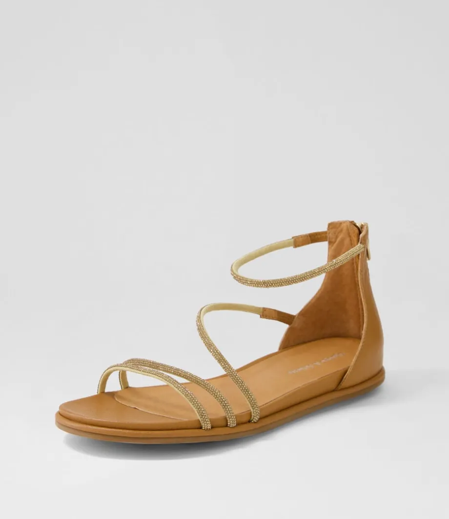Bonn Tan Jewel Fabric Leather Sandals<DJANGO & JULIETTE Best Sale