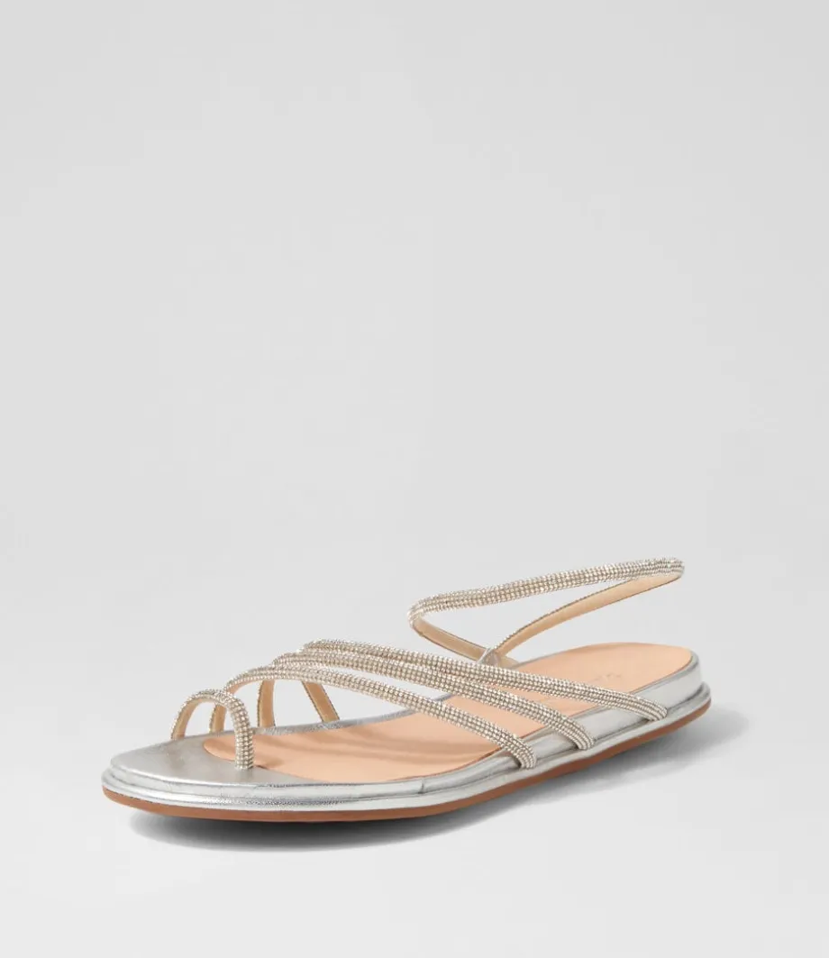 Boota Silver Jewel Fabric Sandals<DJANGO & JULIETTE New