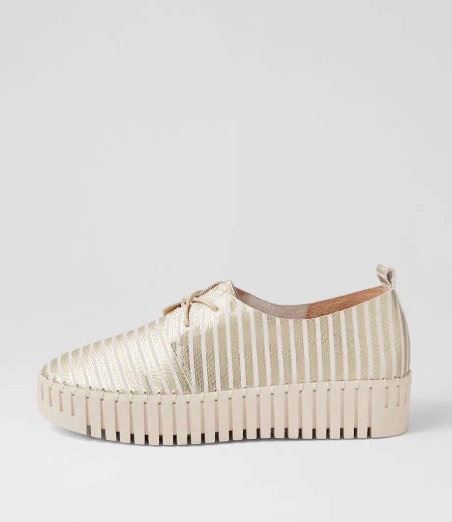 Brenda Milk Gold Stripe Leather Sneakers<DJANGO & JULIETTE Cheap