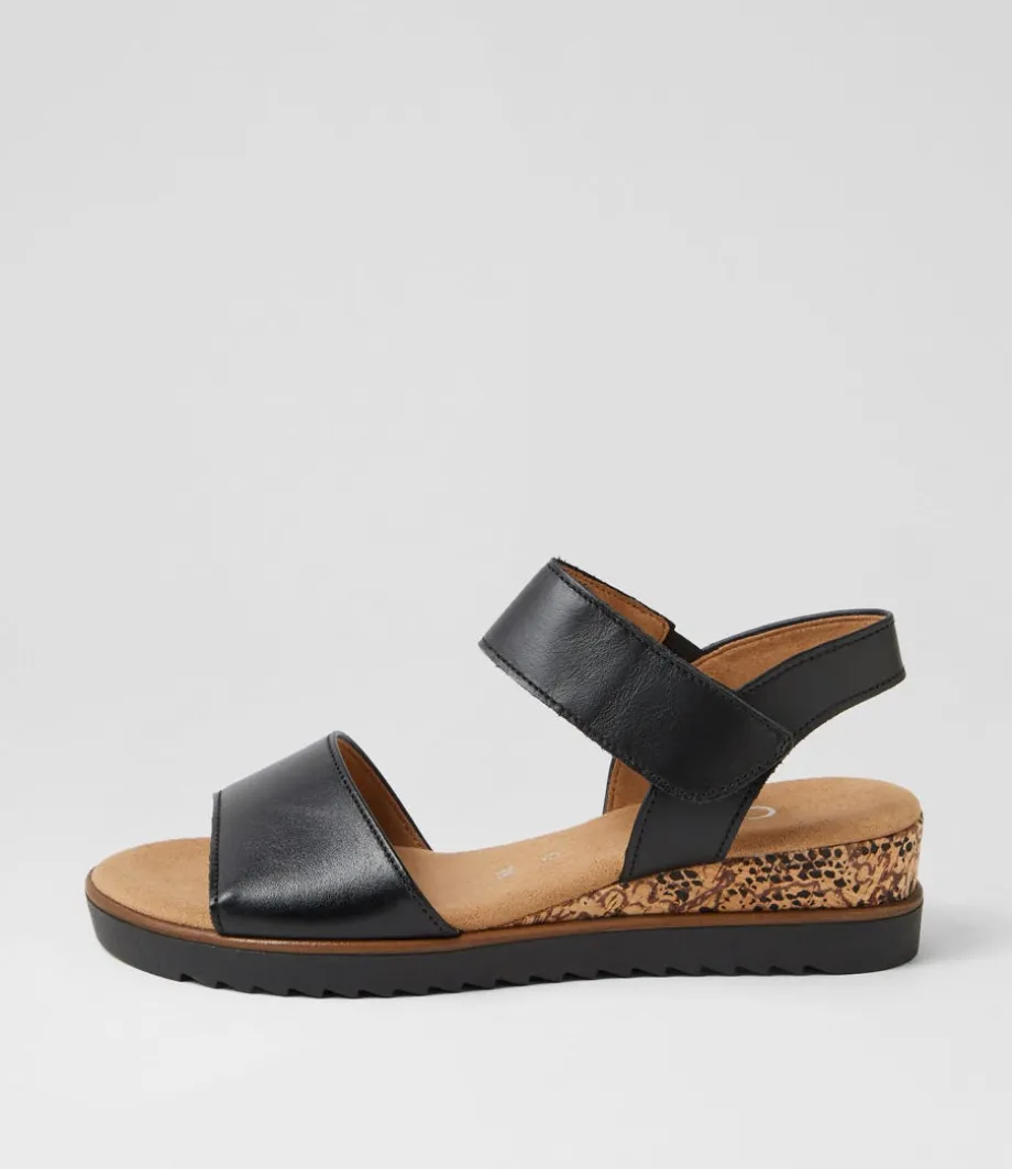 Briva Schwarz Leather Sandals<GABOR Cheap