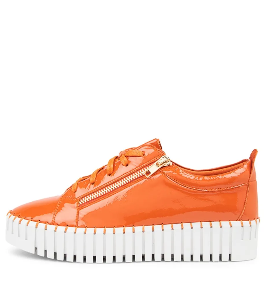 Bump Orange Patent Leather Sneakers Ws<DJANGO & JULIETTE Fashion