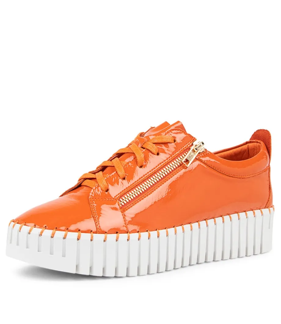 Bump Orange Patent Leather Sneakers Ws<DJANGO & JULIETTE Fashion