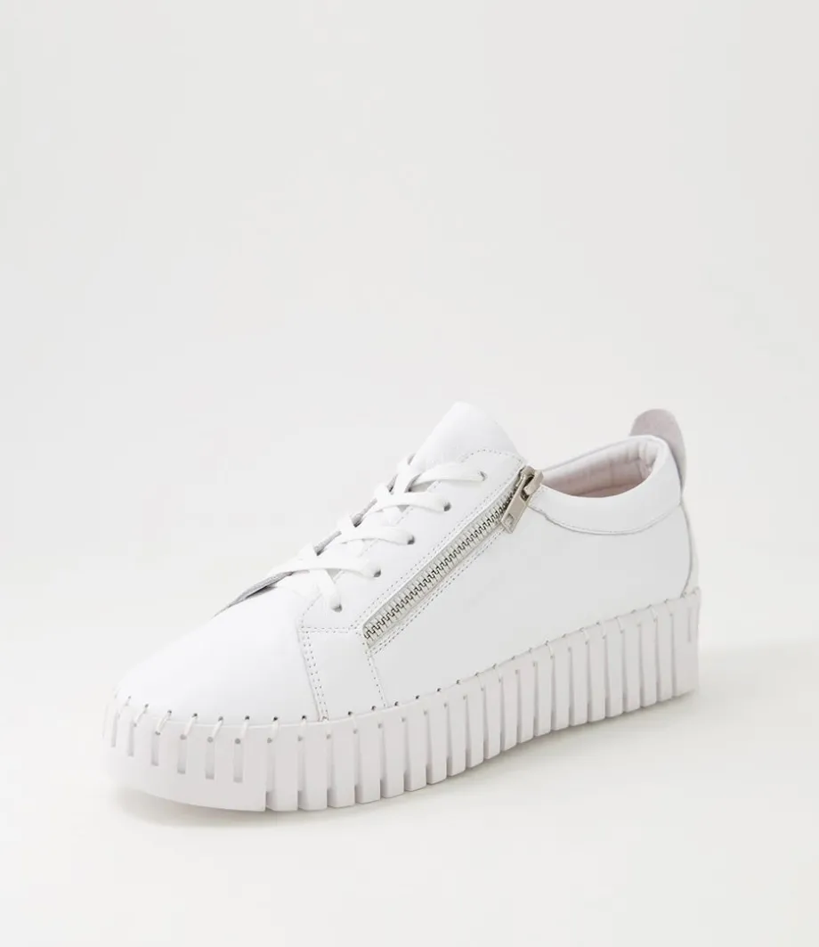 Bump White Leather Sneakers<DJANGO & JULIETTE Shop
