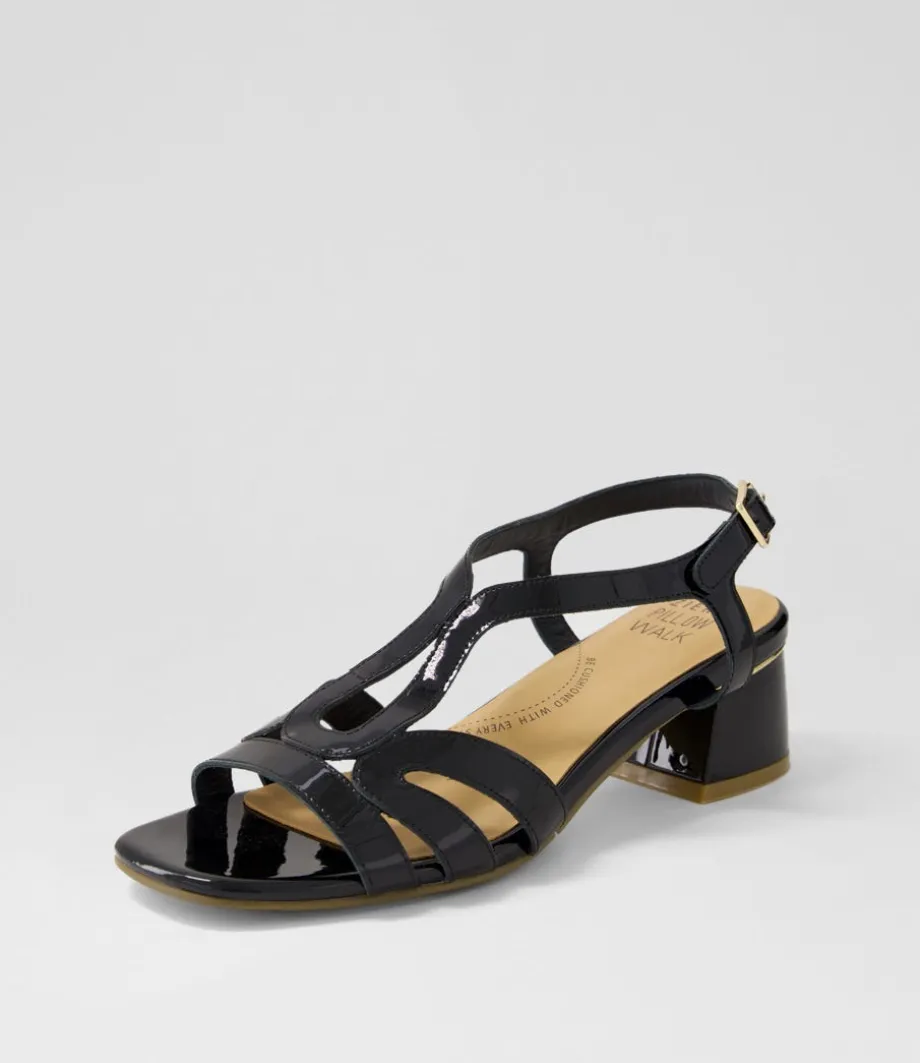 Caracas W Black Patent Leather Sandals<ZIERA Outlet