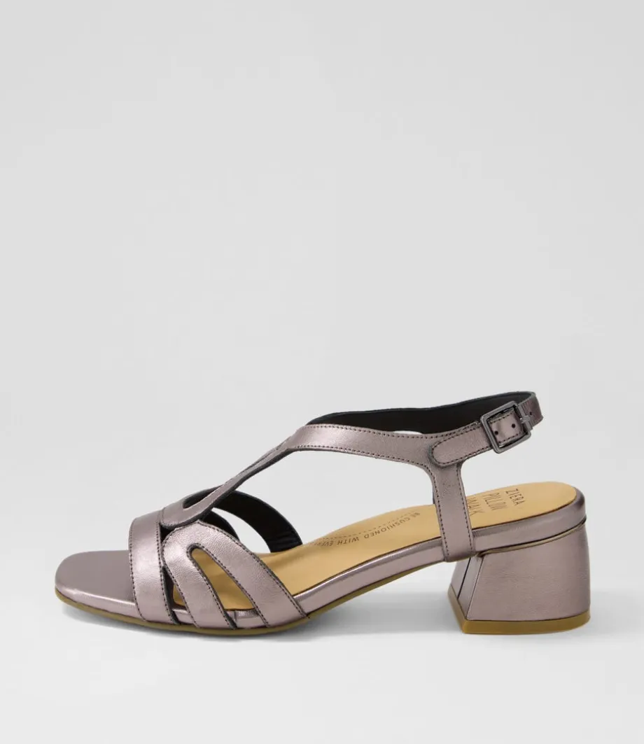 Caracas W Pewter Leather Sandals<ZIERA Cheap