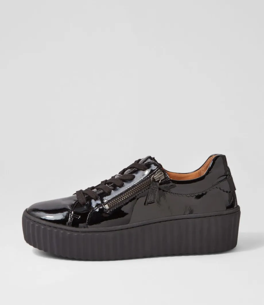 Carmelia Schwarz Patent Leather Sneakers<GABOR Store