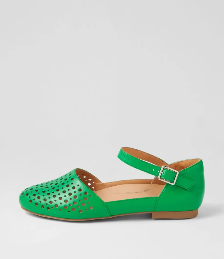 Carrole Xf Bright Emerald Leather Flat Shoes<ZIERA New