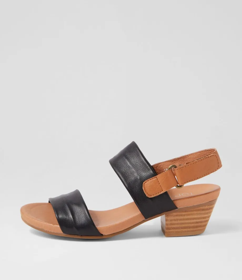 Cartha Black Dark Tan Leather Sandals<TOP END Outlet