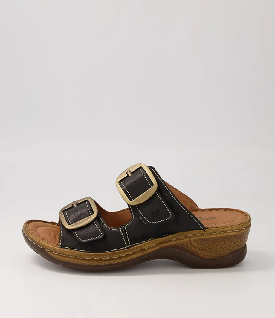 Catalonia 76 Schwartz Leather Slides<JOSEF SEIBEL Outlet