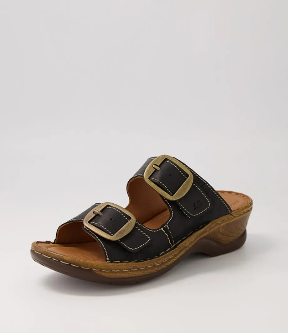 Catalonia 76 Schwartz Leather Slides<JOSEF SEIBEL Outlet