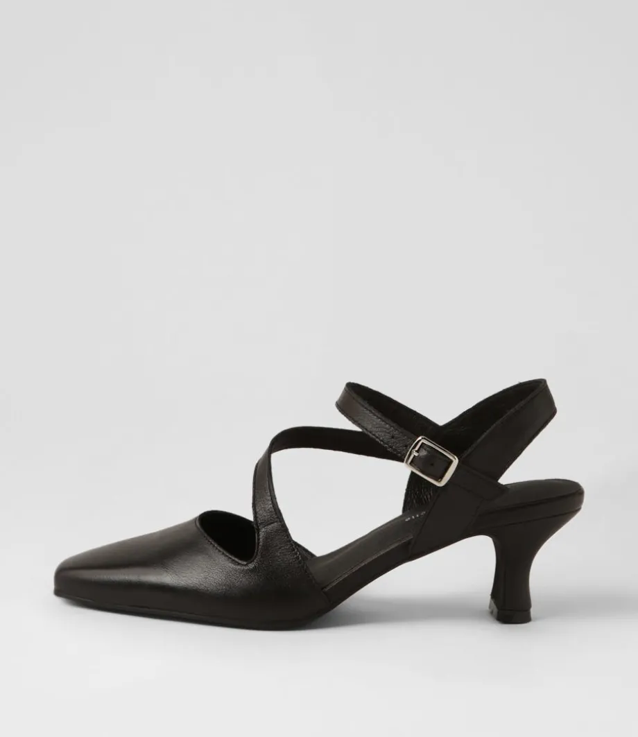 Charissa Black Leather Heels<DJANGO & JULIETTE Best Sale