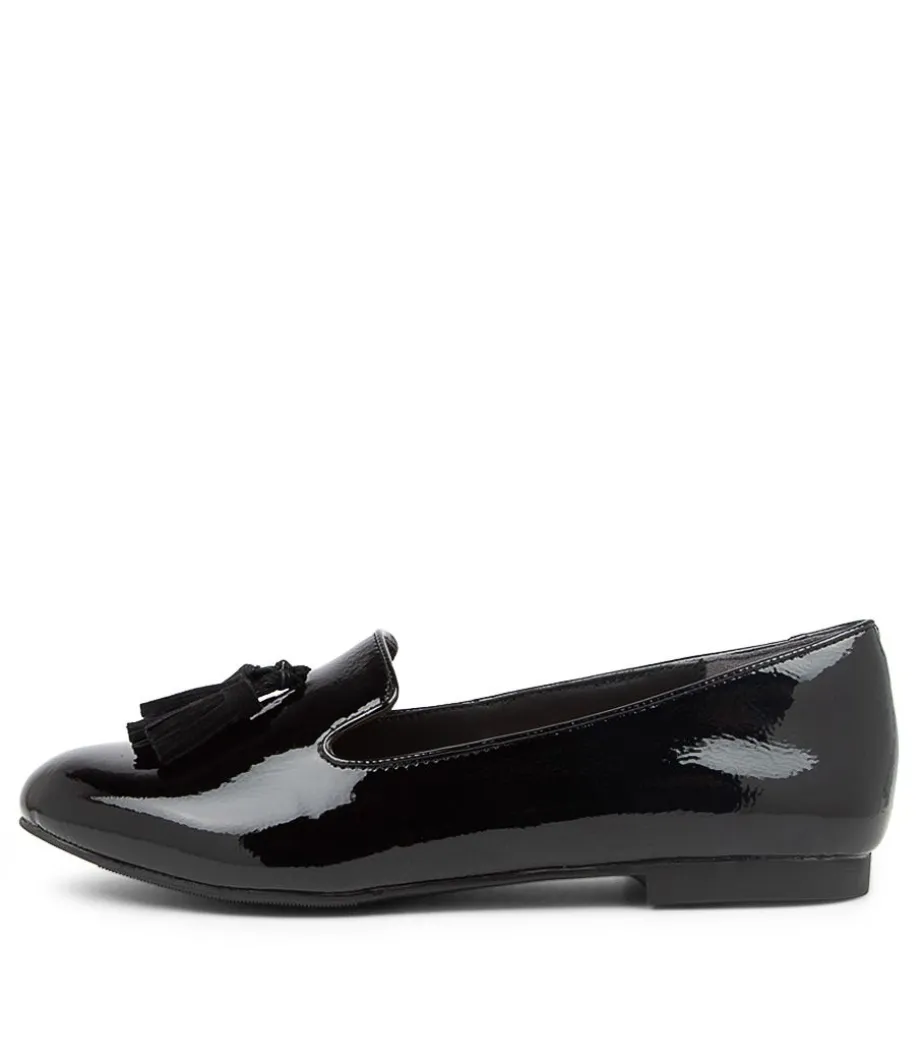 Charter Xf Black Patent Leather Flat Shoes<ZIERA New