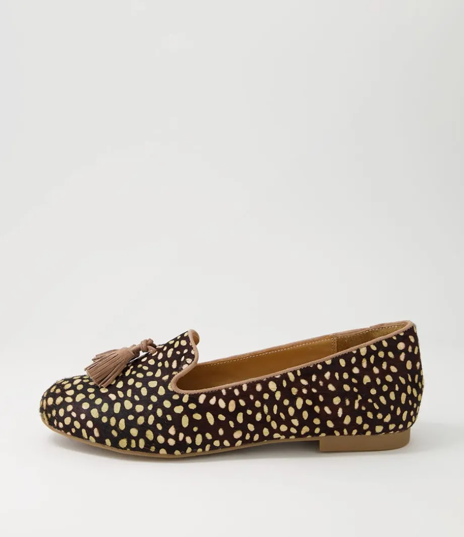 Charter Xf Tan Dot Leopard Choc Multi Flat Shoes<ZIERA Clearance
