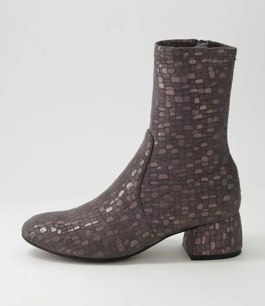 Checkie Grey Sparks Stretch Microsuede Ankle Boots<DJANGO & JULIETTE Flash Sale