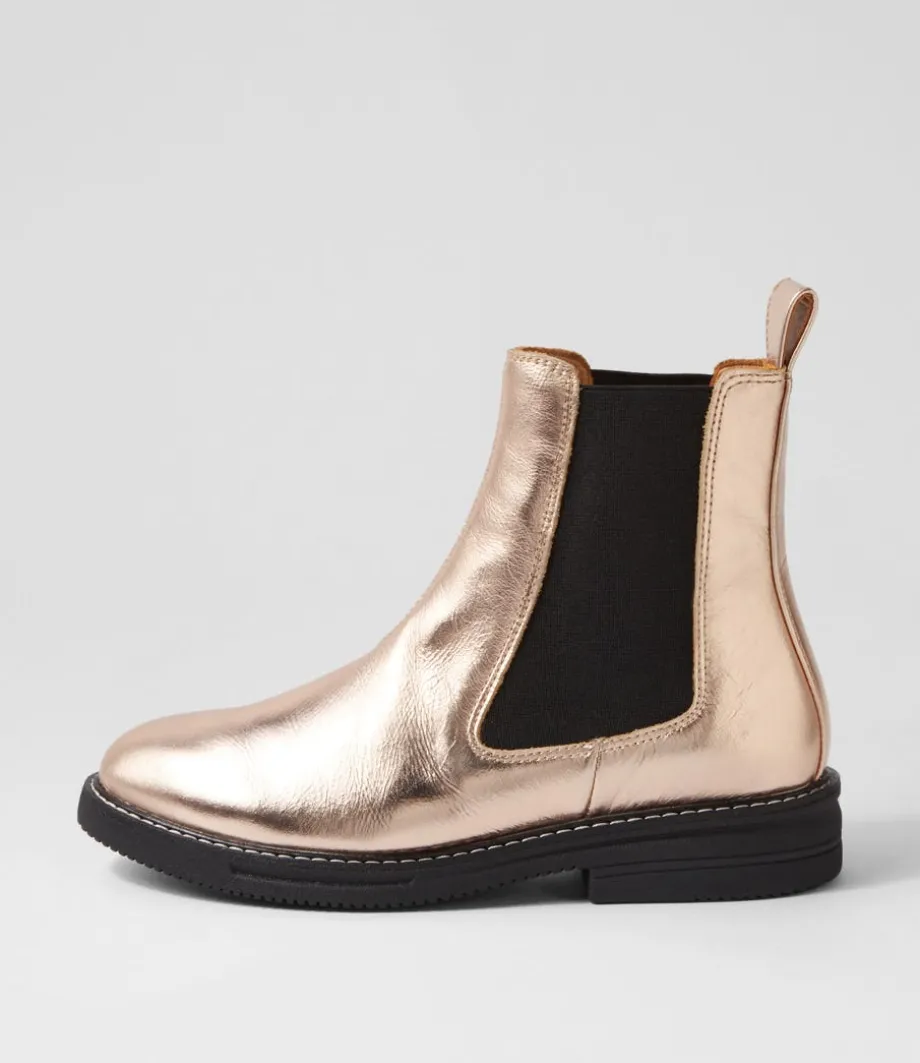 Chelsea Rise Boot Rose Gold Foil Leather Chelsea Boots<ROLLIE Clearance