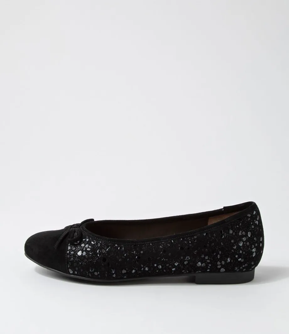 Chelsea Xf Black Sparkle Suede Ballet Flats<ZIERA New
