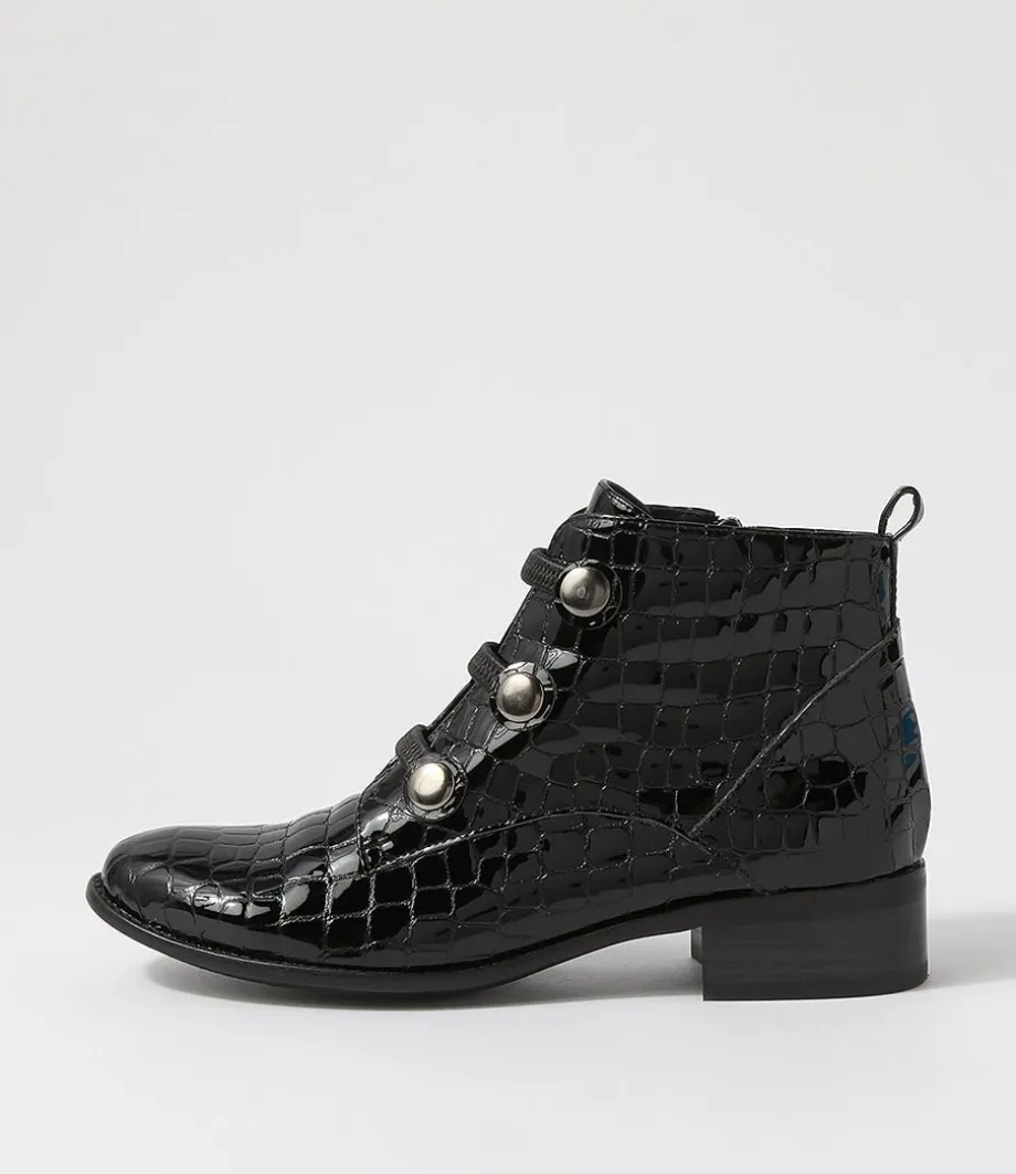 Clemens Black Patent Croc Ankle Boots<DJANGO & JULIETTE Outlet