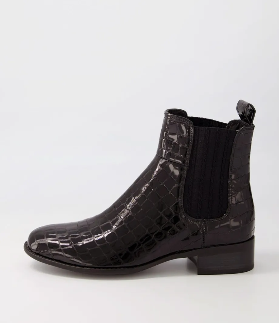 Cohen Black Patent Croc Chelsea Boots<DJANGO & JULIETTE Online