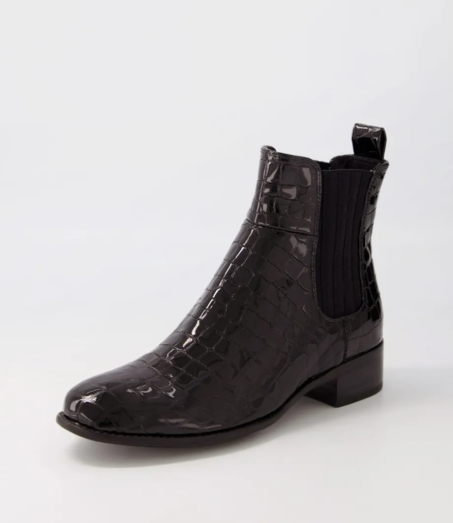 Cohen Black Patent Croc Chelsea Boots<DJANGO & JULIETTE Online