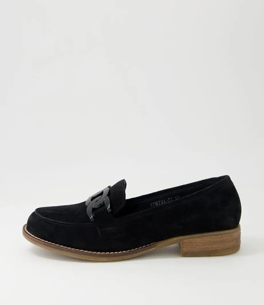 Corina Black Suede Loafers<DJANGO & JULIETTE Flash Sale