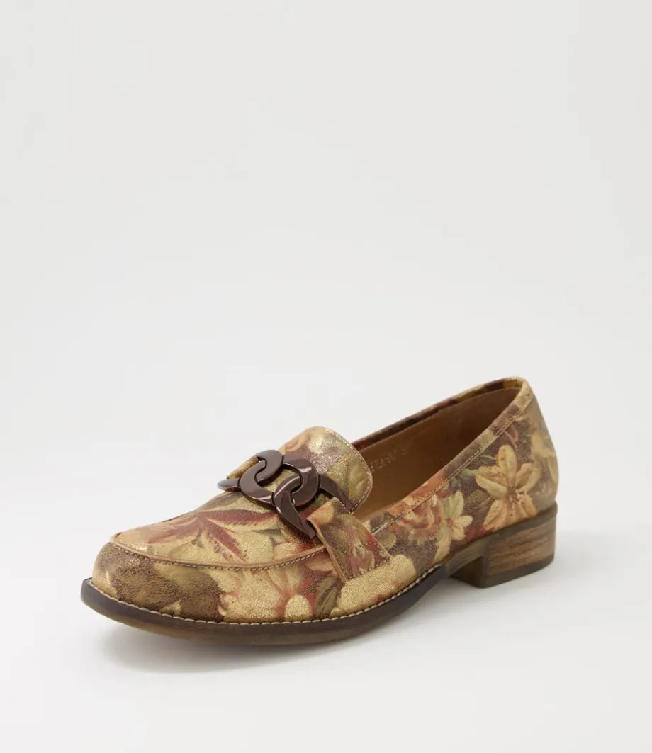 Corina Vintage Metal Floral Leather Loafers<DJANGO & JULIETTE Store